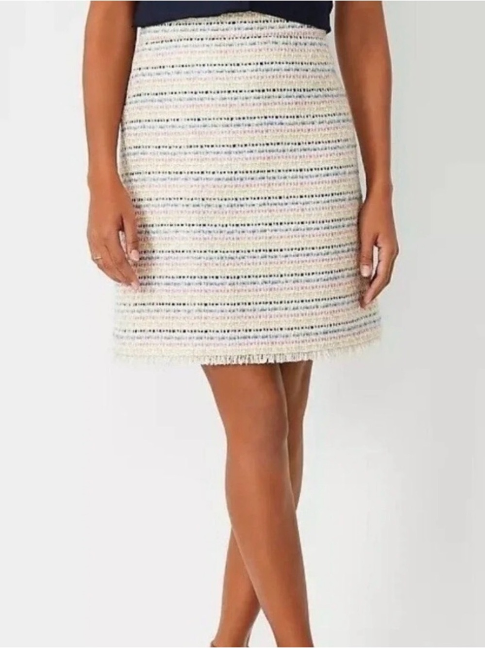 Ann Taylor Shimmer Pastel Tweed Skirt Preppy NWT 12 Petite